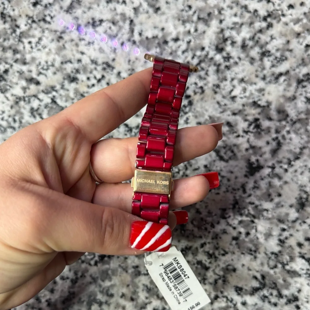 Michael Kors NWT Red-Coated Stainless Steel Strap For Apple Watch - Picture 4 of 7